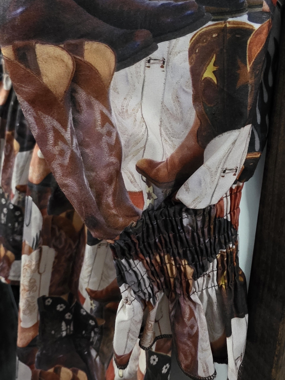 Lucky & Blessed Brown Multi Western Boot Print Long Sleeve Shirtdress - Picture 5 of 10